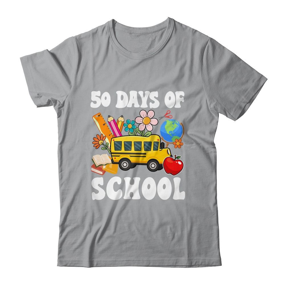 50 Days Of School Cute Bus Women Kids Groovy Shirt & Hoodie | siriusteestore