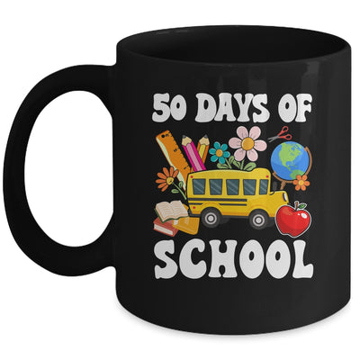 50 Days Of School Cute Bus Women Kids Groovy Mug | siriusteestore