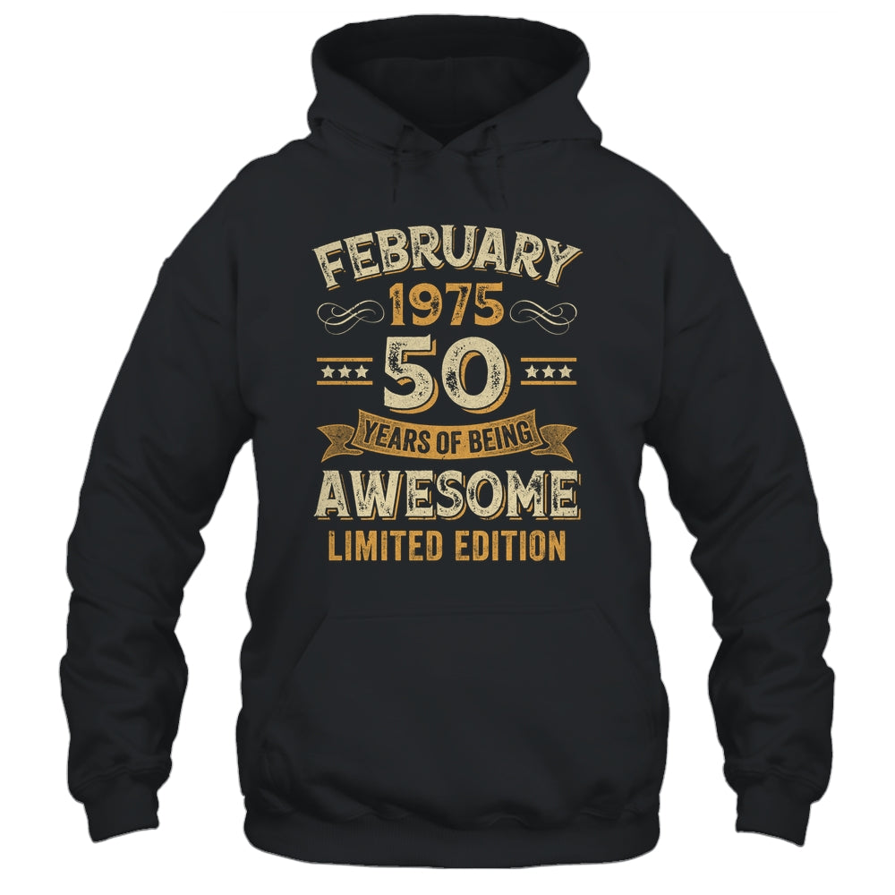 50 Years Awesome Vintage February 1975 50th Birthday Shirt & Hoodie | siriusteestore