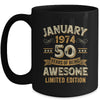 50 Years Awesome Vintage January 1974 50th Birthday Mug | siriusteestore
