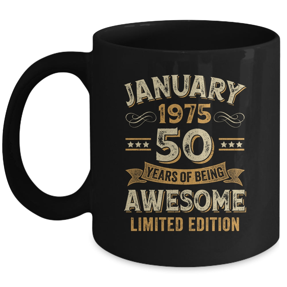 50 Years Awesome Vintage January 1975 50th Birthday Mug | siriusteestore