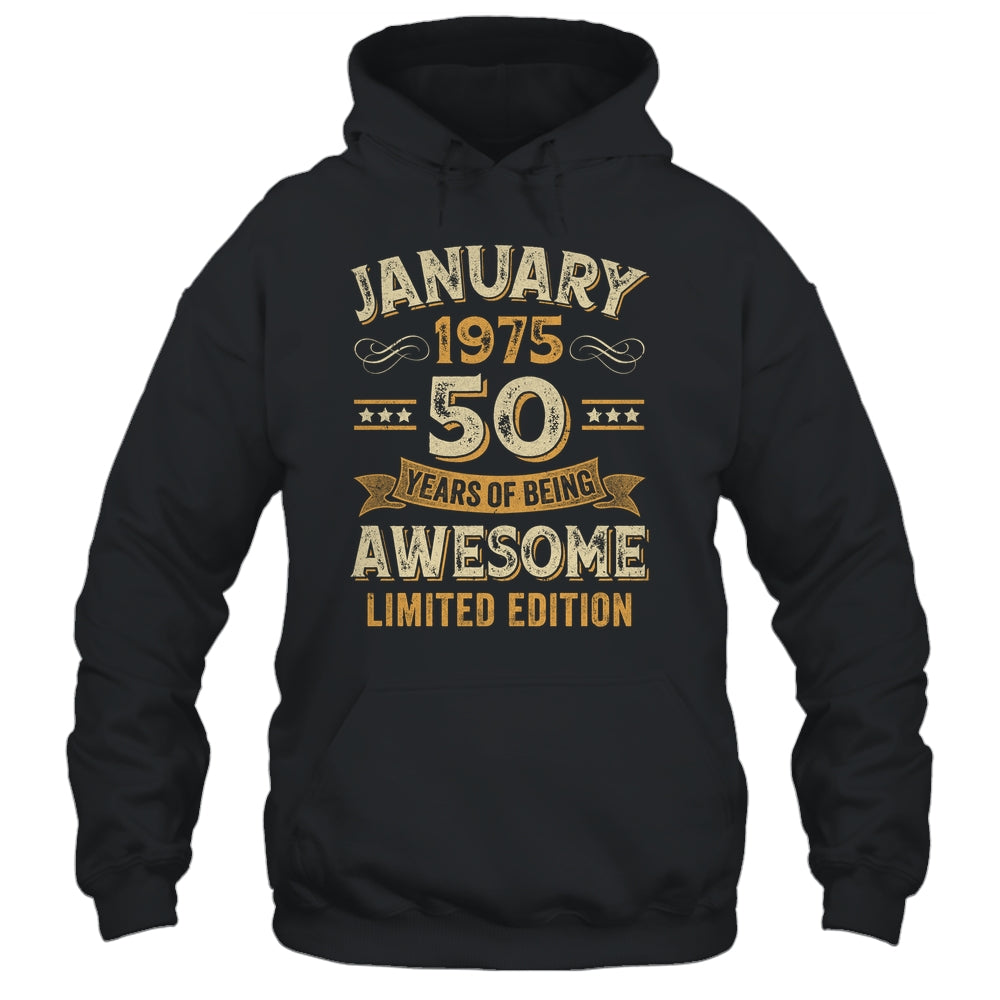 50 Years Awesome Vintage January 1975 50th Birthday Shirt & Hoodie | siriusteestore