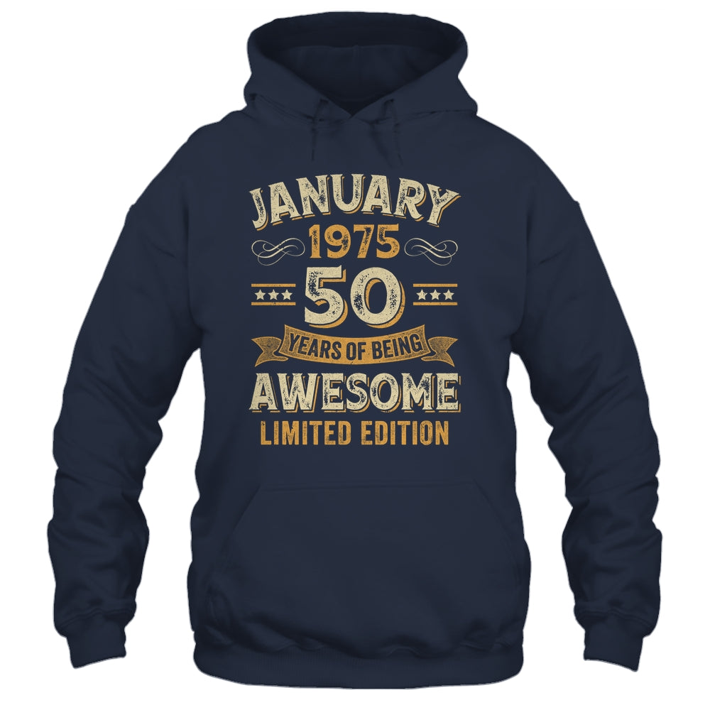 50 Years Awesome Vintage January 1975 50th Birthday Shirt & Hoodie | siriusteestore