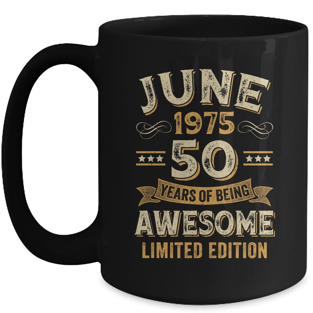50 Years Awesome Vintage June 1975 50th Birthday Mug | siriusteestore