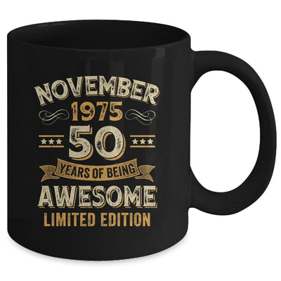 50 Years Awesome Vintage November 1975 50th Birthday Mug | siriusteestore