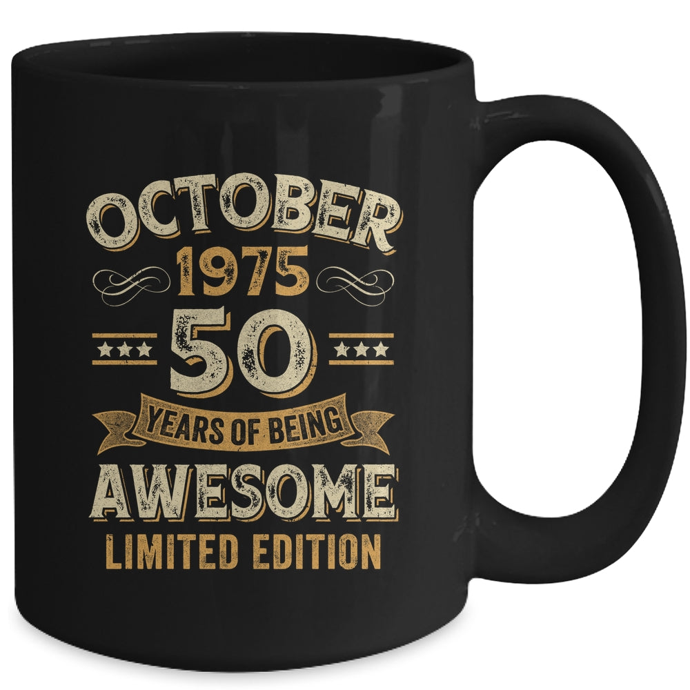 50 Years Awesome Vintage October 1975 50th Birthday Mug | siriusteestore