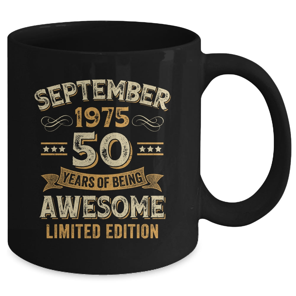 50 Years Awesome Vintage September 1975 50th Birthday Mug | siriusteestore