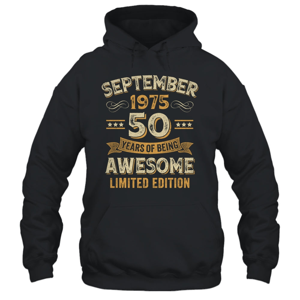 50 Years Awesome Vintage September 1975 50th Birthday Shirt & Hoodie | siriusteestore