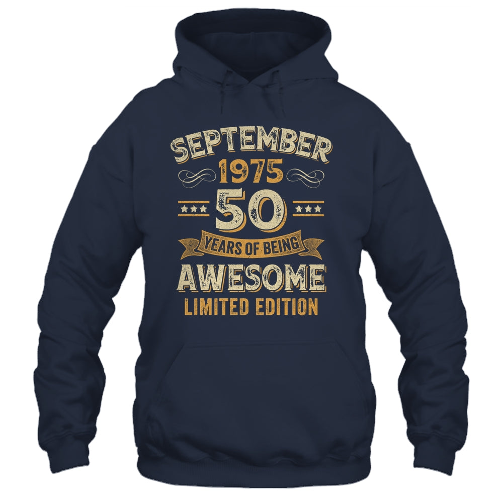 50 Years Awesome Vintage September 1975 50th Birthday Shirt & Hoodie | siriusteestore