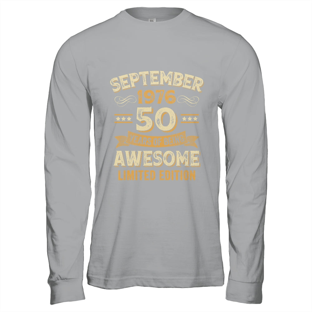 50 Years Awesome Vintage September 1976 50th Birthday Shirt & Hoodie | siriusteestore