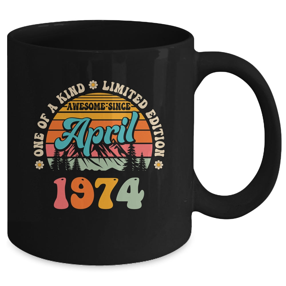 50 Years Old Awesome Since April 1974 50th Birthday Groovy Mug | siriusteestore