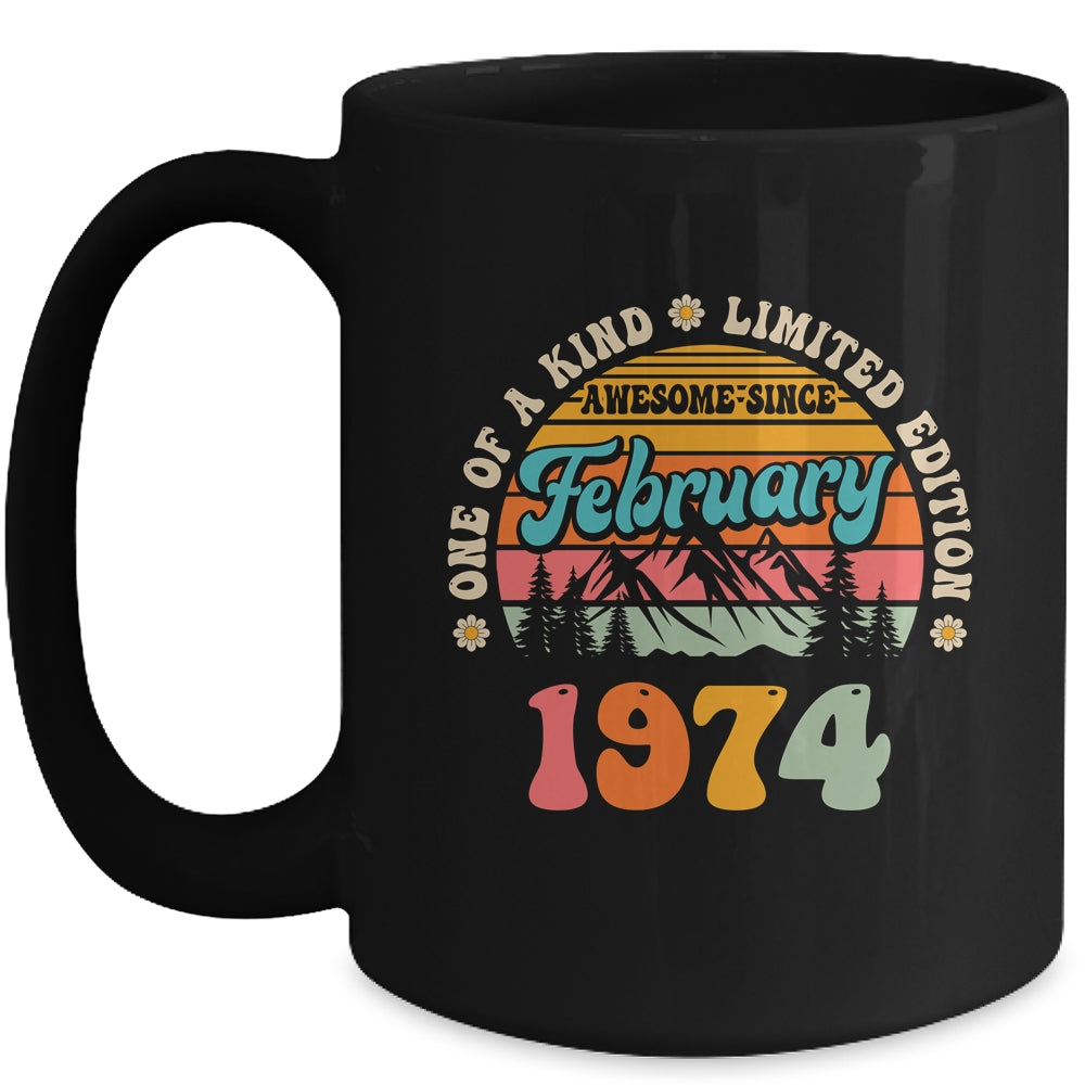 50 Years Old Awesome Since February 1974 50th Birthday Groovy Mug | siriusteestore