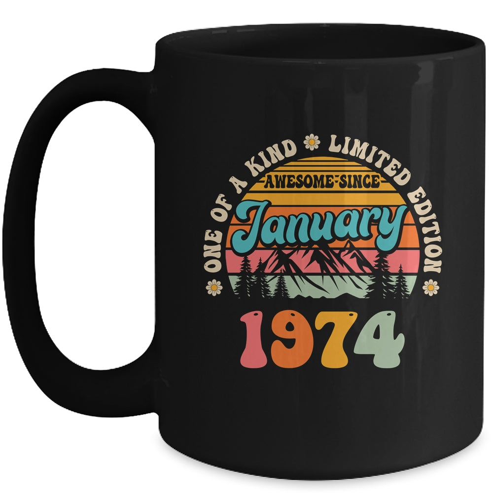 50 Years Old Awesome Since January 1974 50th Birthday Groovy Mug | siriusteestore