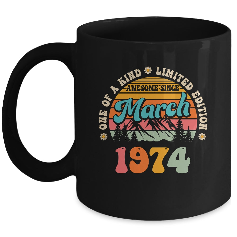 50 Years Old Awesome Since March 1974 50th Birthday Groovy Mug | siriusteestore
