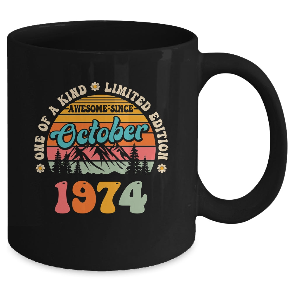50 Years Old Awesome Since October 1974 50th Birthday Groovy Mug | siriusteestore