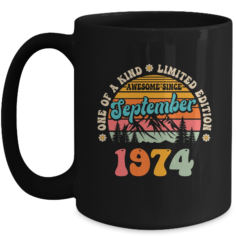 50 Years Old Awesome Since September 1974 50th Birthday Groovy Mug | siriusteestore