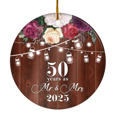 50th Anniversary Wedding Ornament 50 Years As Mr and Mrs For Couples Christmas Husband Wife Married Wedding Gift Holiday Decoration Christmas Tree Ornament | siriusteestore