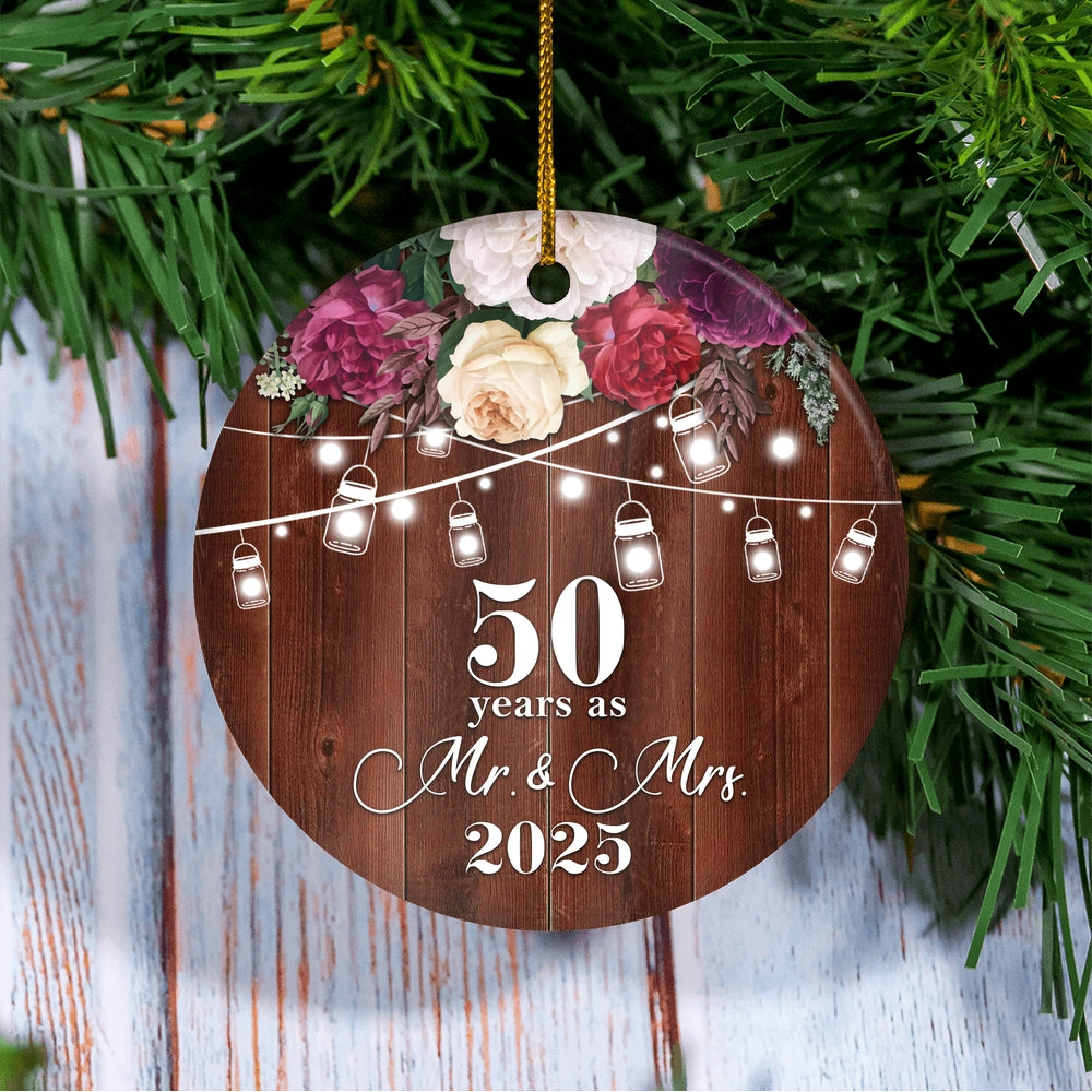 50th Anniversary Wedding Ornament 50 Years As Mr and Mrs For Couples Christmas Husband Wife Married Wedding Gift Holiday Decoration Christmas Tree Ornament | siriusteestore