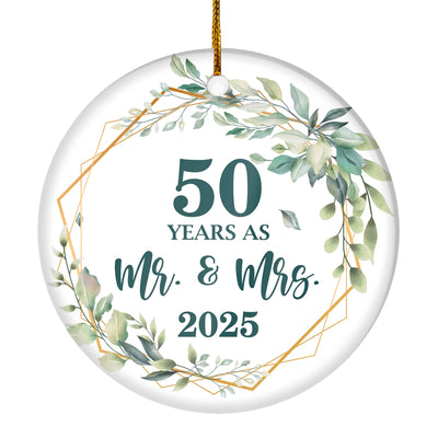50th Anniversary Wedding Ornament Married 50 Years As Mr and Mrs For Couples Christmas Husband Wife Wedding Gift Holiday Decoration Christmas Tree Ornament | siriusteestore