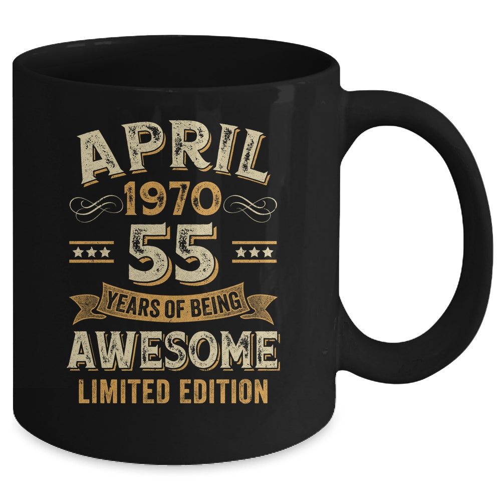 55 Years Awesome Vintage April 1970 55th Birthday Mug | siriusteestore