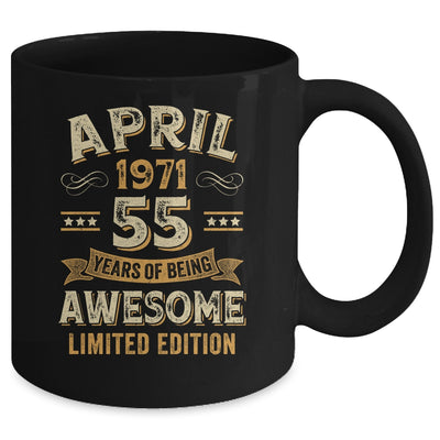 55 Years Awesome Vintage April 1971 55th Birthday Mug | siriusteestore