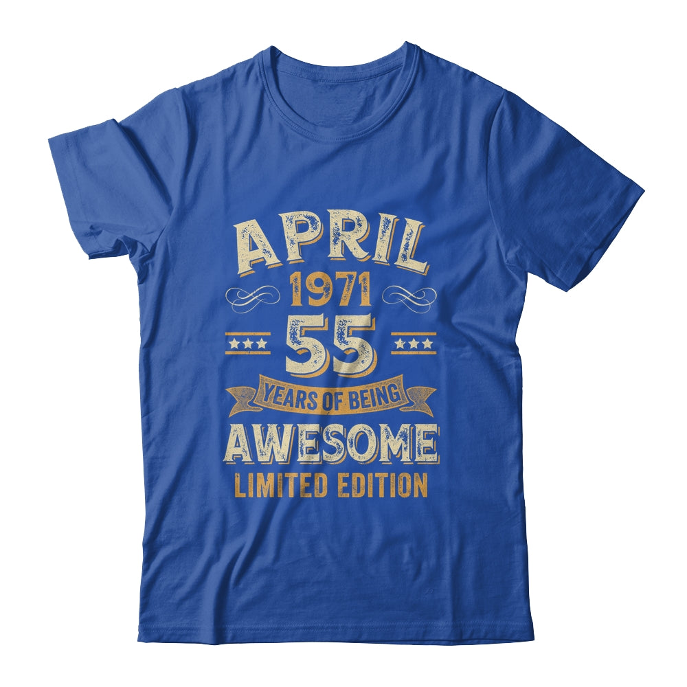 55 Years Awesome Vintage April 1971 55th Birthday Shirt & Hoodie | siriusteestore