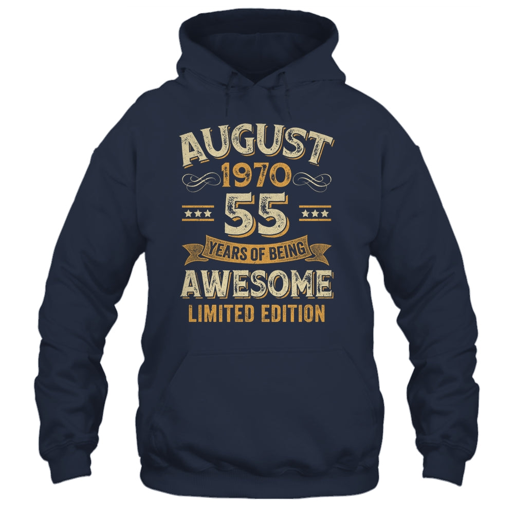55 Years Awesome Vintage August 1970 55th Birthday Shirt & Hoodie | siriusteestore