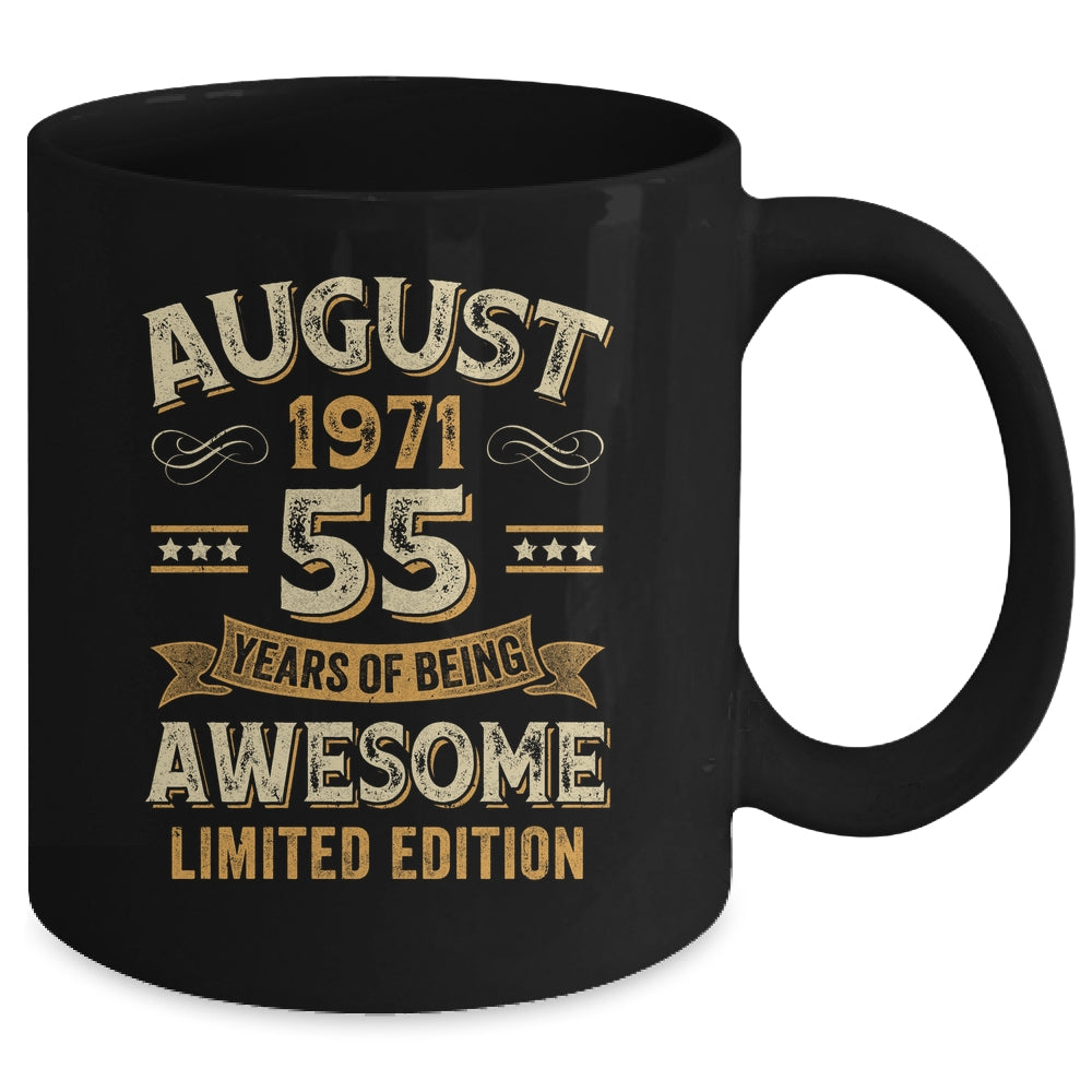55 Years Awesome Vintage August 1971 55th Birthday Mug | siriusteestore