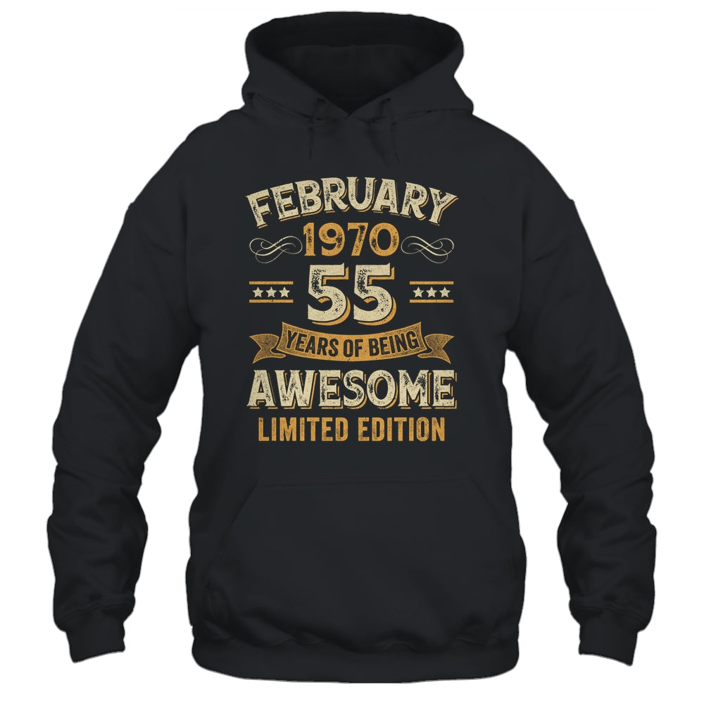 55 Years Awesome Vintage February 1970 55th Birthday Shirt & Hoodie | siriusteestore