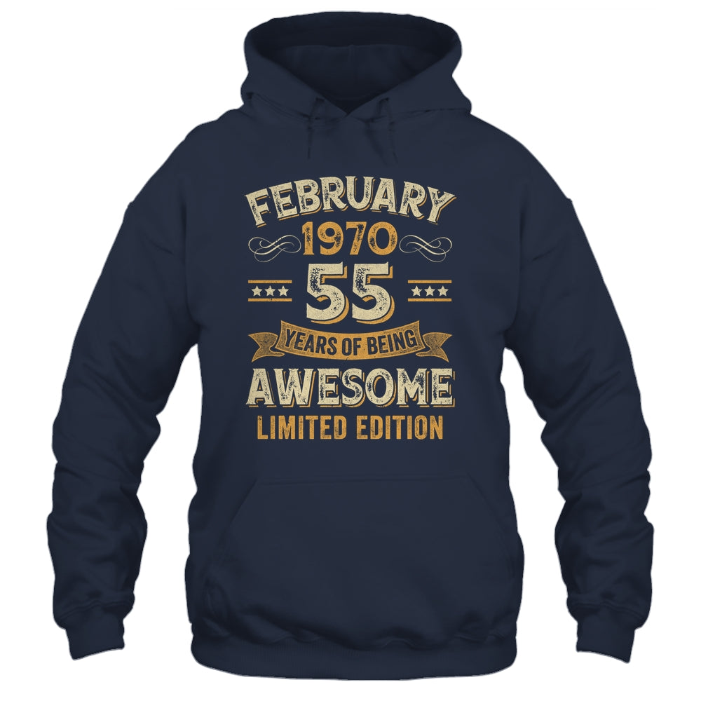 55 Years Awesome Vintage February 1970 55th Birthday Shirt & Hoodie | siriusteestore