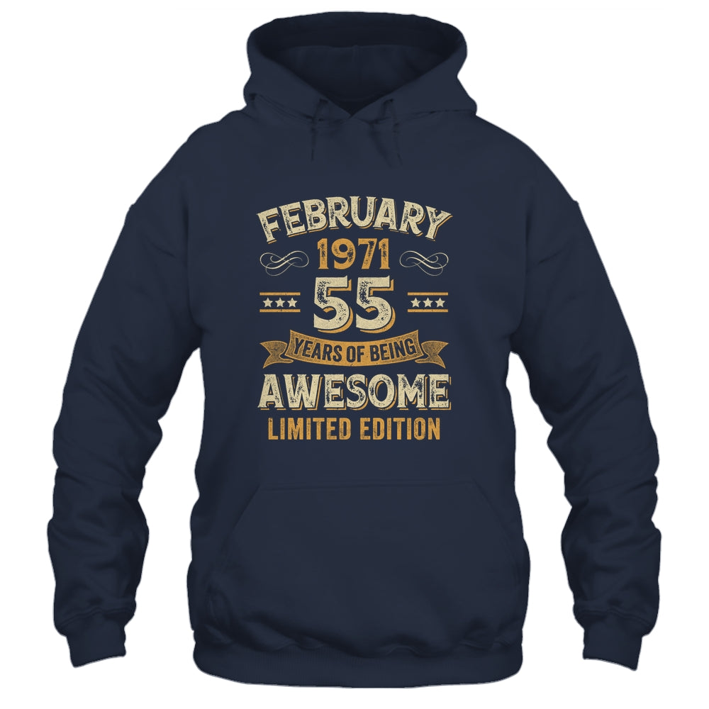 55 Years Awesome Vintage February 1971 55th Birthday Shirt & Hoodie | siriusteestore
