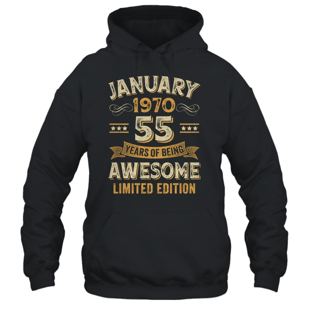 55 Years Awesome Vintage January 1970 55th Birthday Shirt & Hoodie | siriusteestore