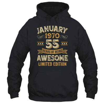 55 Years Awesome Vintage January 1970 55th Birthday Shirt & Hoodie | siriusteestore