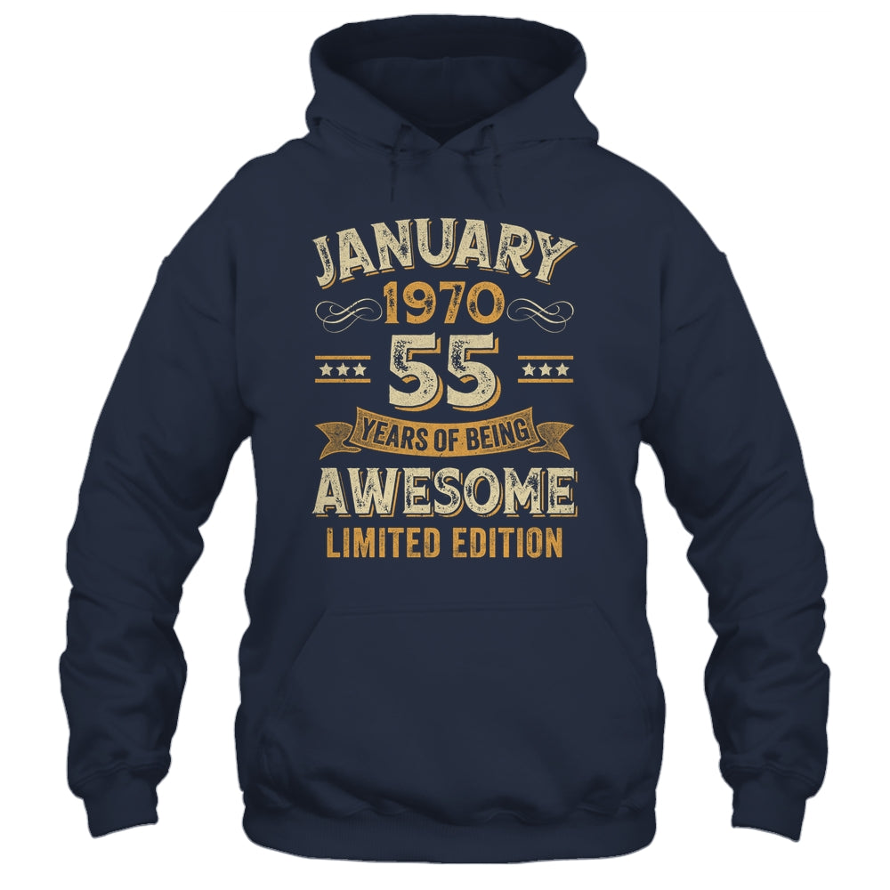 55 Years Awesome Vintage January 1970 55th Birthday Shirt & Hoodie | siriusteestore