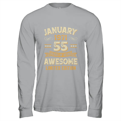 55 Years Awesome Vintage January 1971 55th Birthday Shirt & Hoodie | siriusteestore