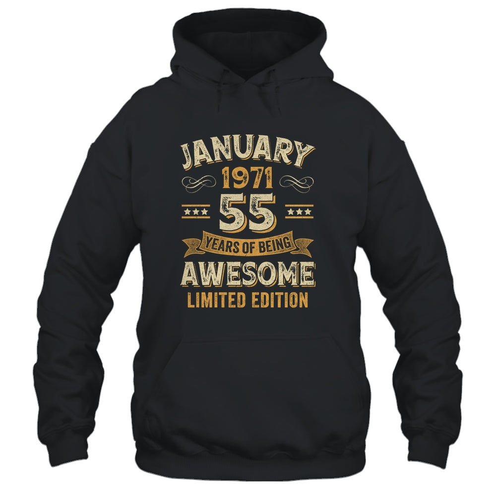 55 Years Awesome Vintage January 1971 55th Birthday Shirt & Hoodie | siriusteestore