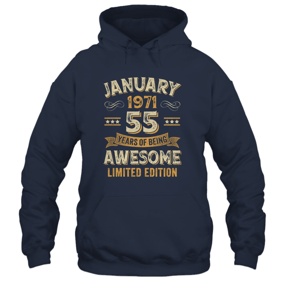 55 Years Awesome Vintage January 1971 55th Birthday Shirt & Hoodie | siriusteestore