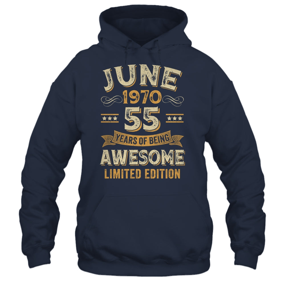 55 Years Awesome Vintage June 1970 55th Birthday Shirt & Hoodie | siriusteestore