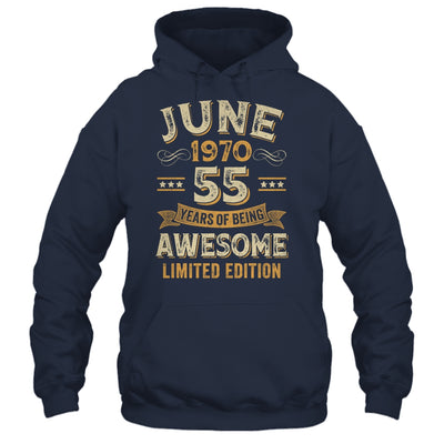 55 Years Awesome Vintage June 1970 55th Birthday Shirt & Hoodie | siriusteestore