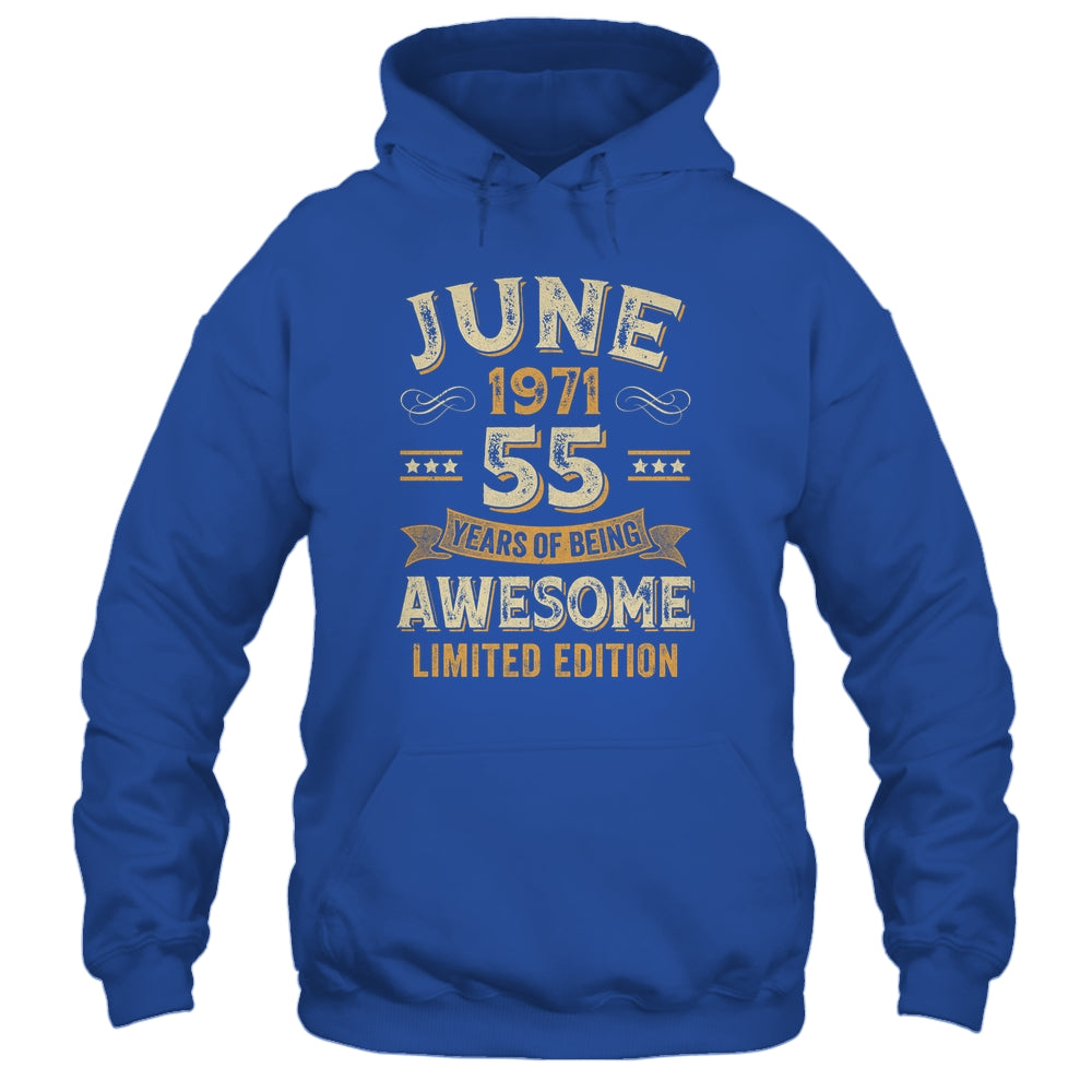 55 Years Awesome Vintage June 1971 55th Birthday Shirt & Hoodie | siriusteestore