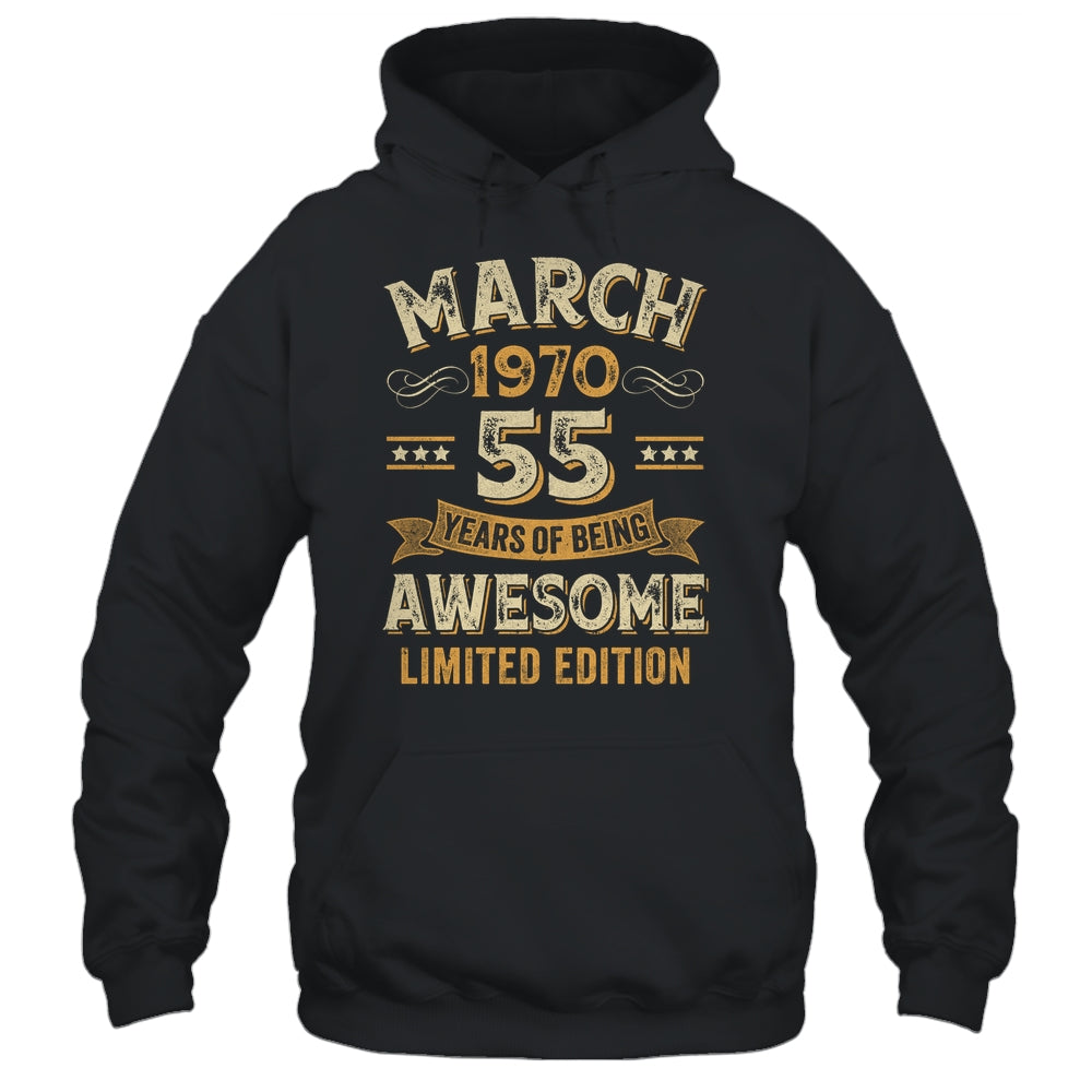 55 Years Awesome Vintage March 1970 55th Birthday Shirt & Hoodie | siriusteestore