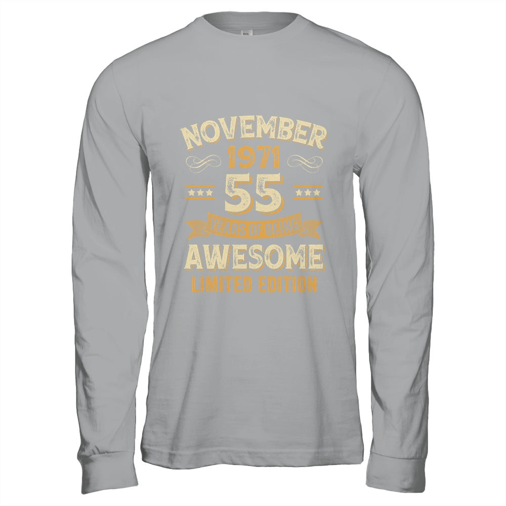 55 Years Awesome Vintage November 1971 55th Birthday Shirt & Hoodie | siriusteestore