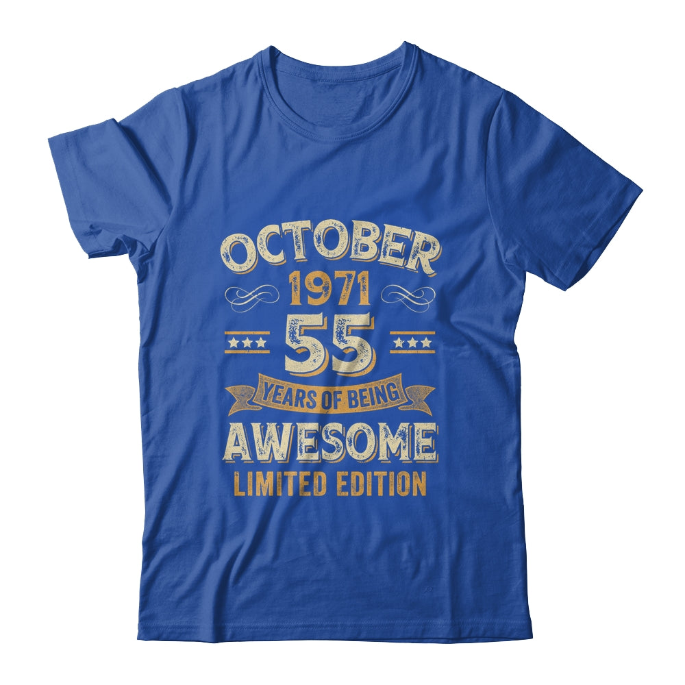 55 Years Awesome Vintage October 1971 55th Birthday Shirt & Hoodie | siriusteestore