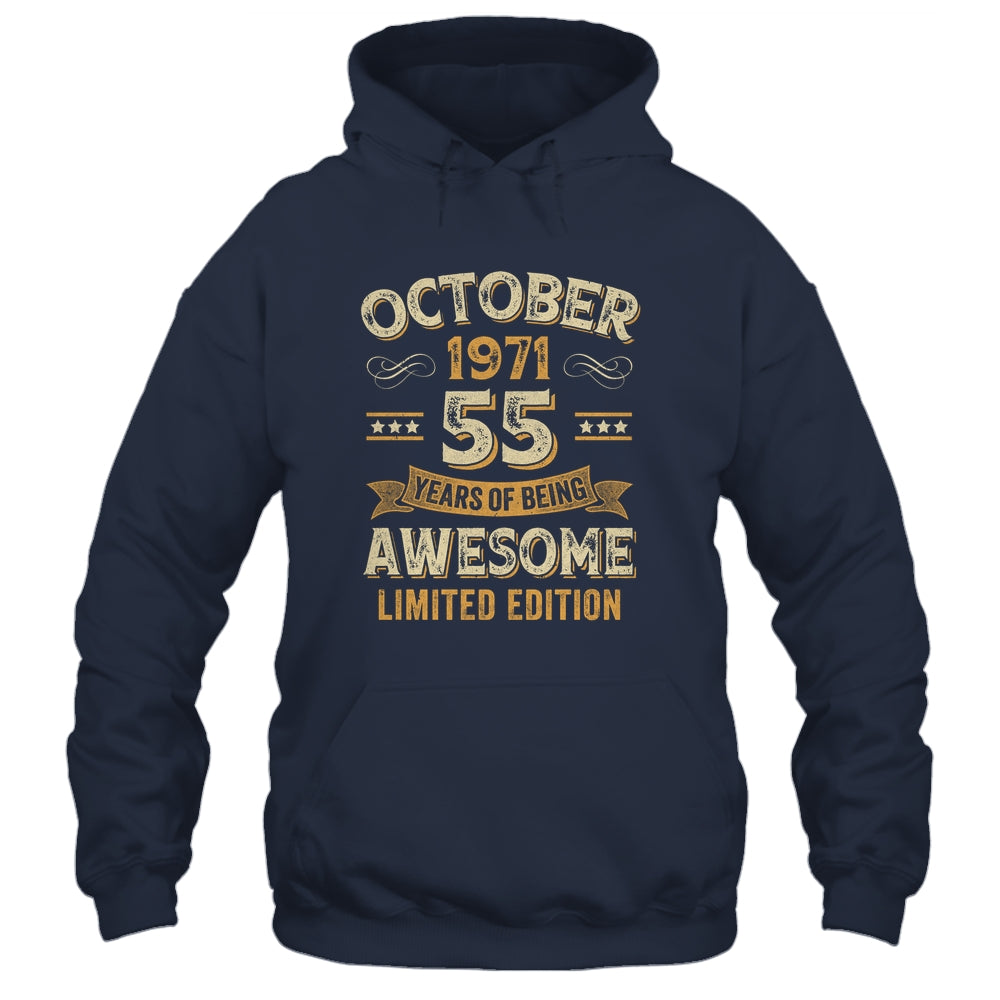 55 Years Awesome Vintage October 1971 55th Birthday Shirt & Hoodie | siriusteestore