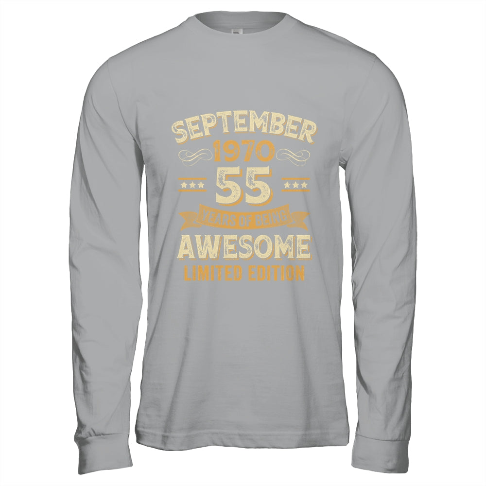 55 Years Awesome Vintage September 1970 55th Birthday Shirt & Hoodie | siriusteestore