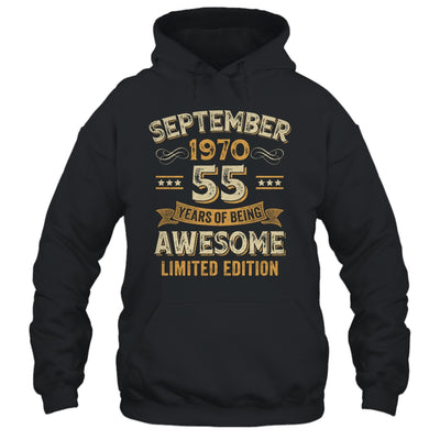 55 Years Awesome Vintage September 1970 55th Birthday Shirt & Hoodie | siriusteestore
