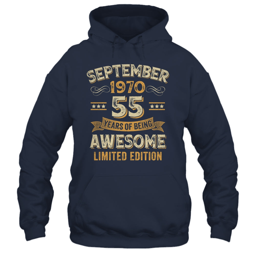 55 Years Awesome Vintage September 1970 55th Birthday Shirt & Hoodie | siriusteestore