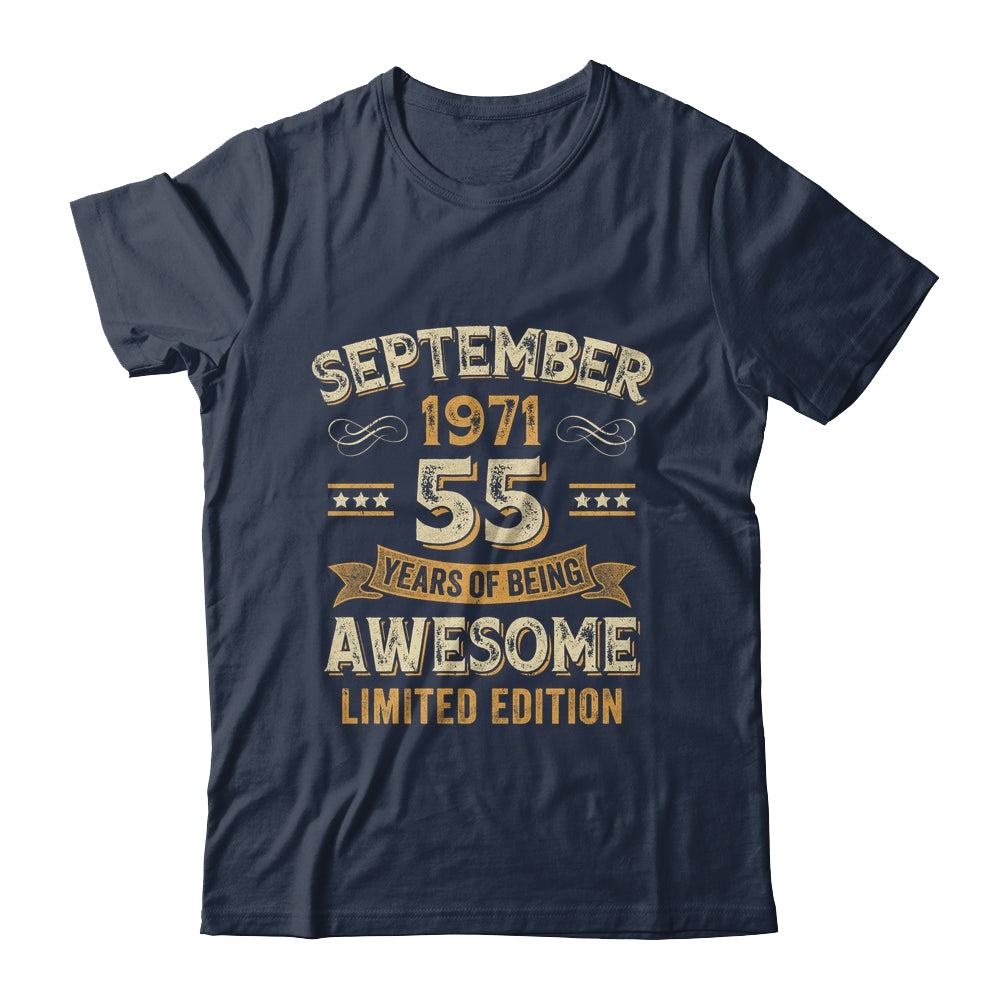 55 Years Awesome Vintage September 1971 55th Birthday Shirt & Hoodie | siriusteestore