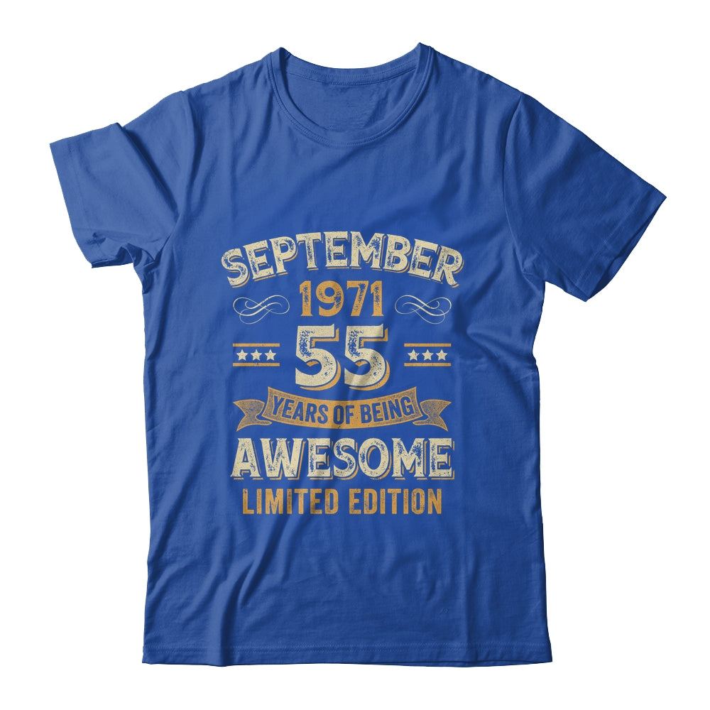 55 Years Awesome Vintage September 1971 55th Birthday Shirt & Hoodie | siriusteestore