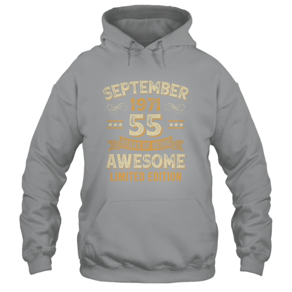 55 Years Awesome Vintage September 1971 55th Birthday Shirt & Hoodie | siriusteestore
